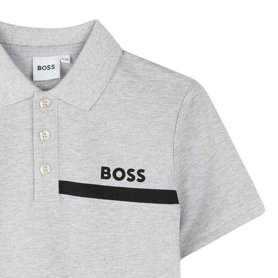 Boss Kinder/Kids Regular Poloshirt met Korte Mouwen (Grijs) - Image 3