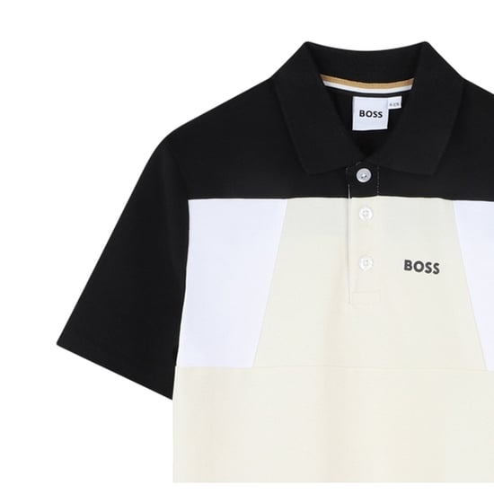Boss Kinder/Kinderen Kleur Geblokt Poloshirt (Vanille) - Image 4