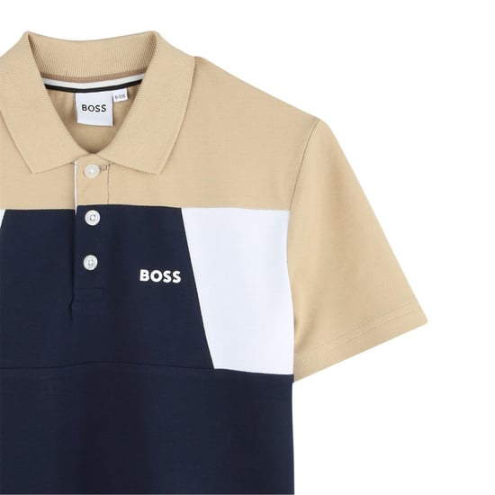 Boss Kinder/Kinderen Kleur Geblokt Poloshirt (Marine) - Image 3