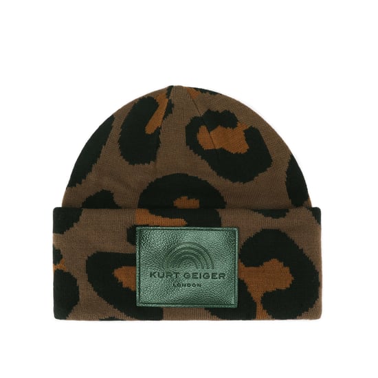 Kurt Geiger London Leopard Cuff Beanie Hat - Image 1