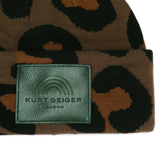 Kurt Geiger London Leopard Cuff Beanie Hat - Image 3