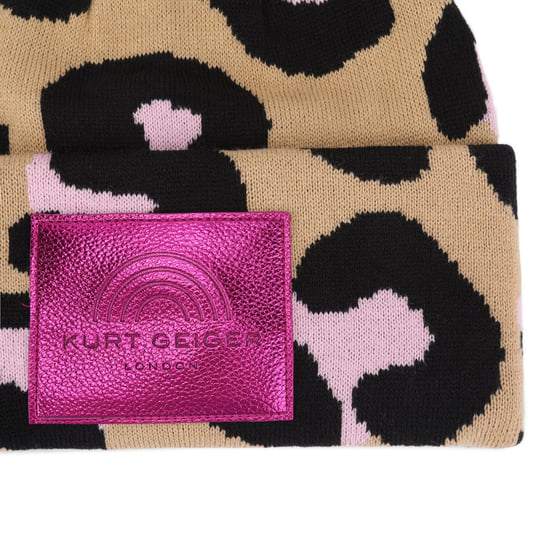 Kurt Geiger London Leopard Cuff Beanie Hat - Image 3