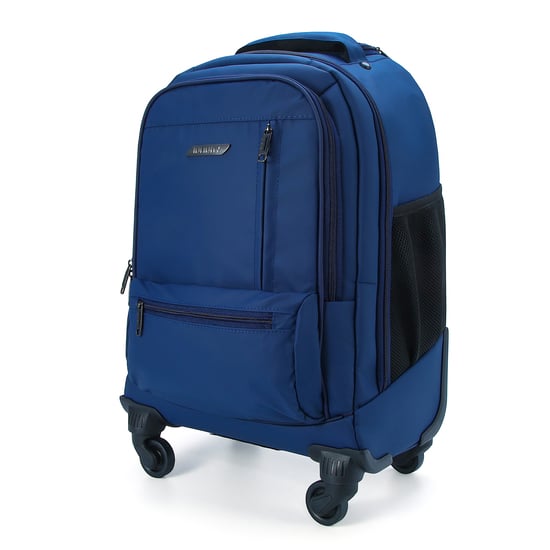19" laptopryggsäck på hjul, blå, premium-PU, 4 hjul, trolleyryggsäck - Image 3