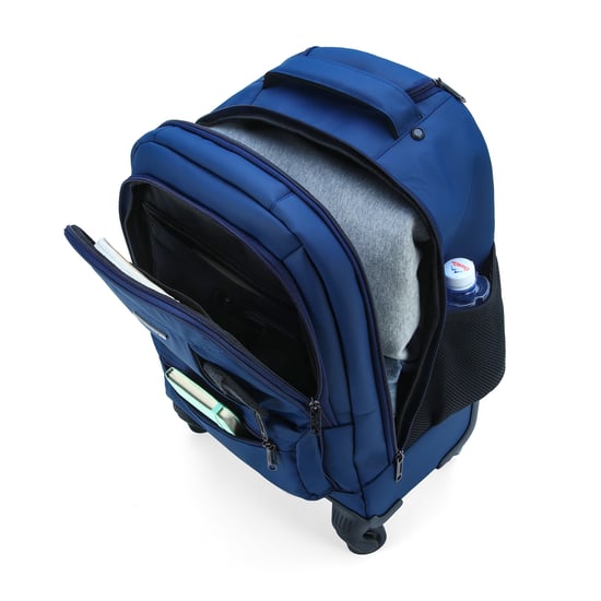 19" laptopryggsäck på hjul, blå, premium-PU, 4 hjul, trolleyryggsäck - Image 6