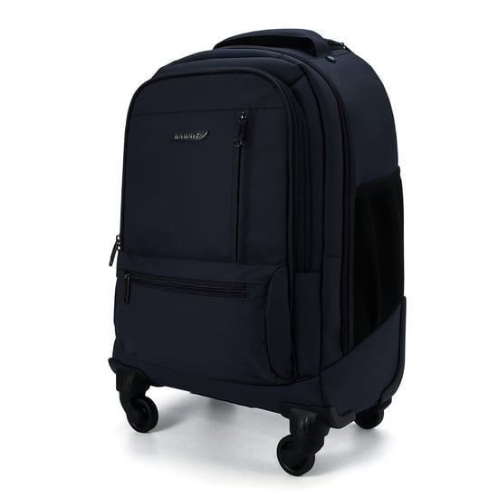 19" laptopryggsäck på hjul, svart, premium-PU, 4 hjul, trolleyryggsäck - Image 3