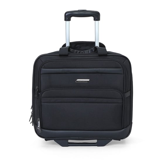 17" Black Wheeled Laptop Briefcase 1680D Polyester 4 Wheel Business Bag - Image 2