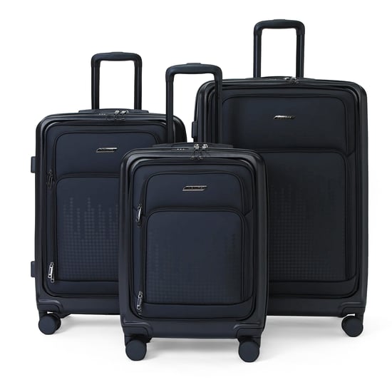 Hybrid ABS+PU Hard Shell Black Suitcase 8 Wheel Luggage Set - Image 2