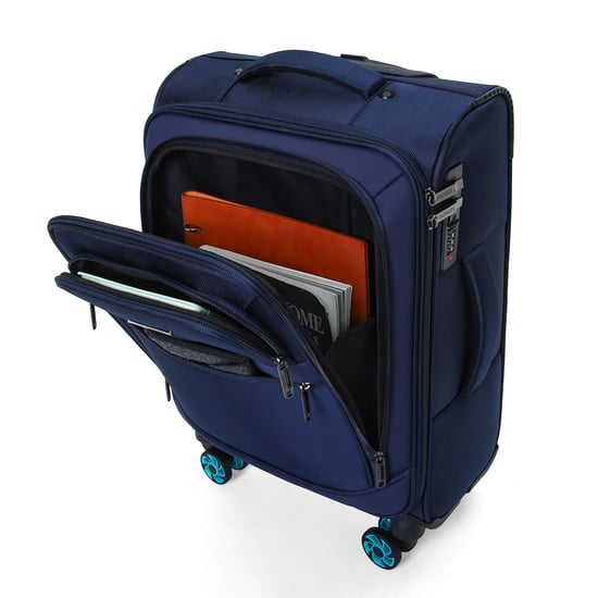 Soft Shell Blue 1680D Polyester Suitcase 8 Wheel TSA Luggage Set - Image 4
