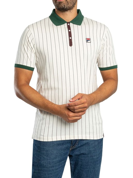 Fila Classic Vintage Striped Polo Shirt, White - Image 2
