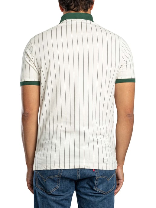 Fila Classic Vintage Striped Polo Shirt, White - Image 3