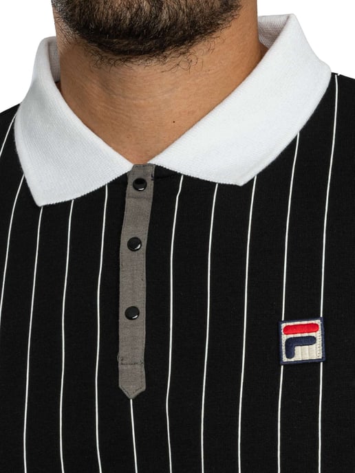 Fila Klassiek Vintage Gestreept Poloshirt, Blauw - Image 4