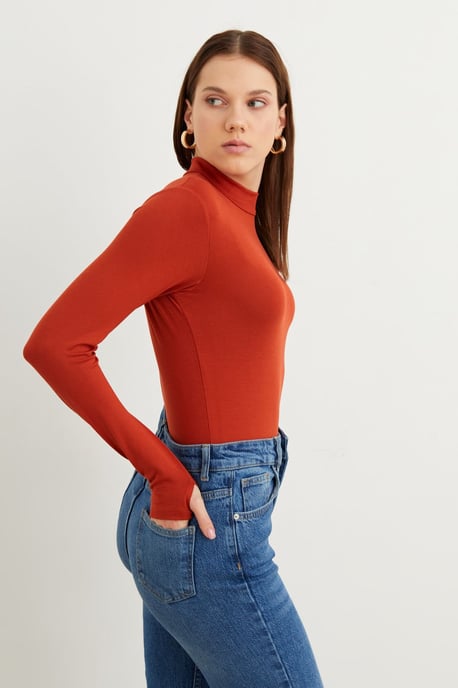 Women's Slim Fit Half Turtleneck Bodysuit - Image 5