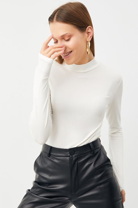 Women's Slim Fit Half Turtleneck Bodysuit - Image 1