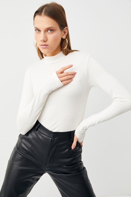 Women's Slim Fit Half Turtleneck Bodysuit - Image 4