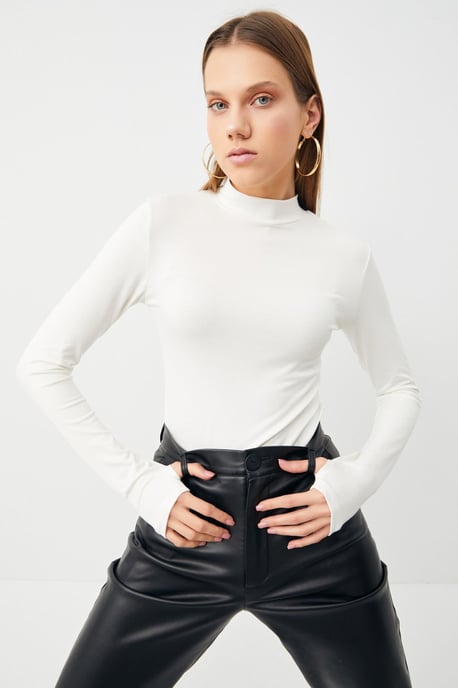 Women's Slim Fit Half Turtleneck Bodysuit - Image 5