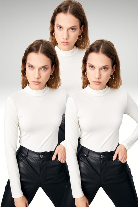 Women's 3-Pack Slim Fit Turtleneck Bodysuits - Image 1
