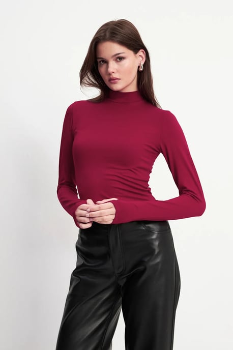 Women's Slim Fit Half Turtleneck Bodysuit - Image 1