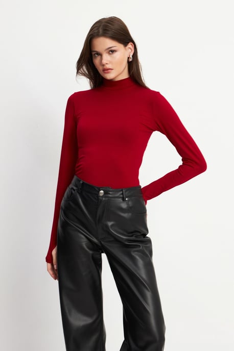 Women's Slim Fit Half Turtleneck Bodysuit - Image 4