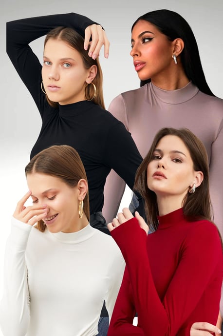 Women's 4-Pack Cut-Out Half Turtleneck Bodysuits - Image 1