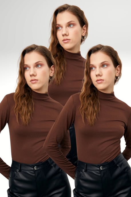 Women's 3-Pack Slim Fit Turtleneck Bodysuits - Image 1