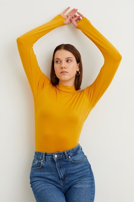 Women's Slim Fit Half Turtleneck Bodysuit - Image 2
