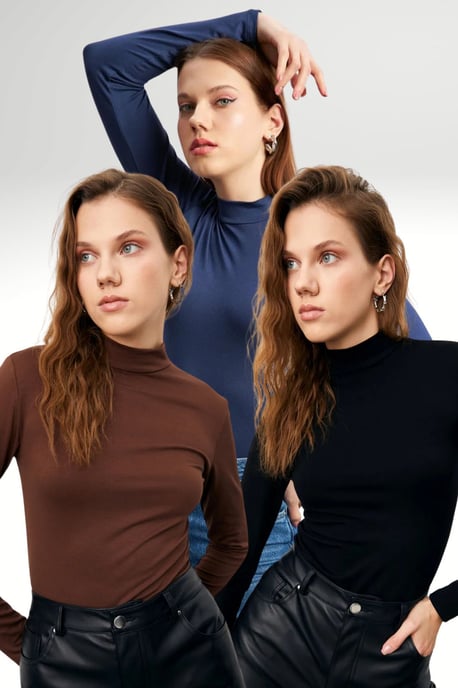 Women's 3-Pack Slim Fit Turtleneck Bodysuits - Image 1