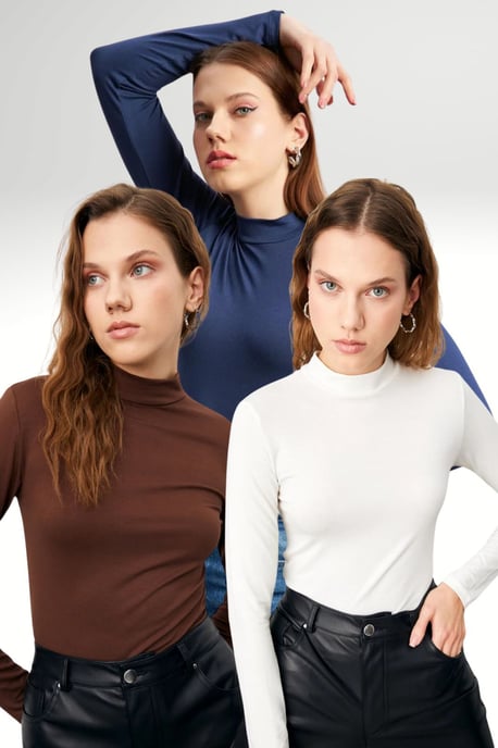 Dames 3-pack slim fit colbodys - Image 1
