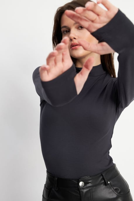 Women's Slim Fit Half Turtleneck Bodysuit - Image 1