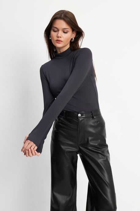 Women's Slim Fit Half Turtleneck Bodysuit - Image 2