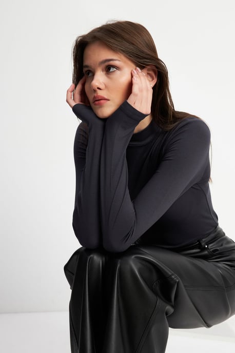 Women's Slim Fit Half Turtleneck Bodysuit - Image 4