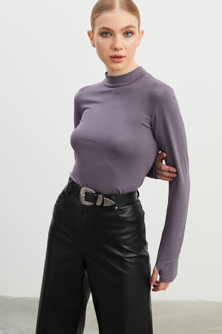Women's Slim Fit Half Turtleneck Bodysuit - Image 4