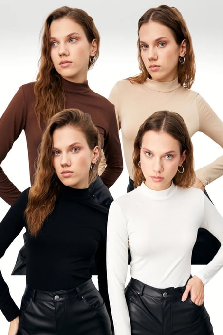 Women's 4-Pack Slim Fit Turtleneck Bodysuits - Image 1