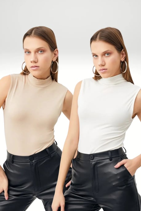 Bipantolon 2-pack damesbodys zonder mouwen met halve col - Image 1