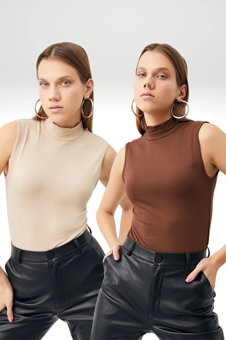 Bipantolon 2-pack damesbodys zonder mouwen met halve col - Image 1