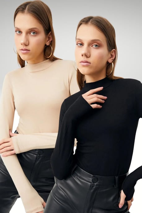 Women's 2-Pack Cut-Out Half Turtleneck Bodysuits - Image 1