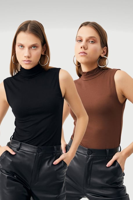 Bipantolon 2-pack damesbodys zonder mouwen met halve col - Image 1