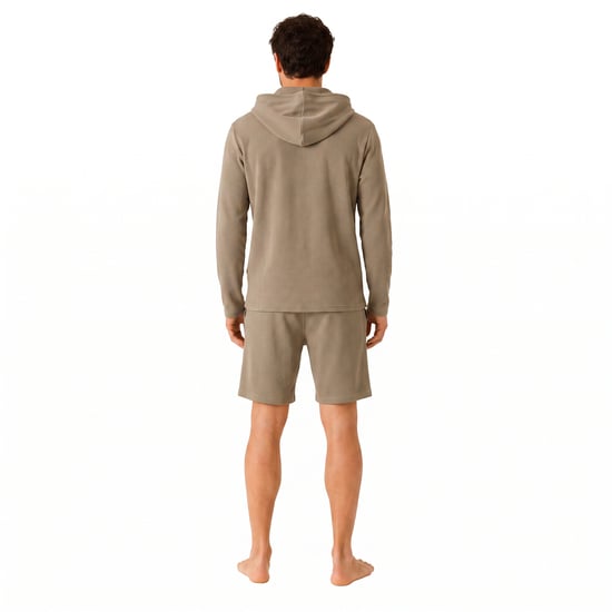 Heren Boss Bw Wafel Hoodie, Textuurontwerp in Open Bruin 245 - Image 3