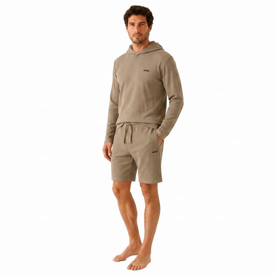 Heren Boss Bw Wafel Hoodie, Textuurontwerp in Open Bruin 245 - Image 4