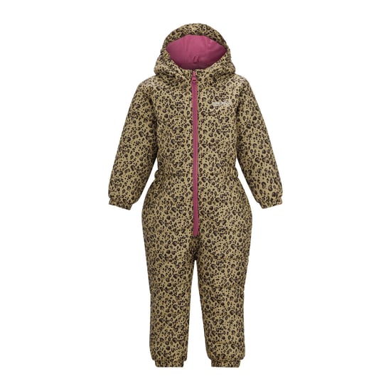 Regatta Childrens/Kids Penrose Heart Leopard Print Quilted Puddle Suit (Beige/Dark Brown/Violet) - Image 2