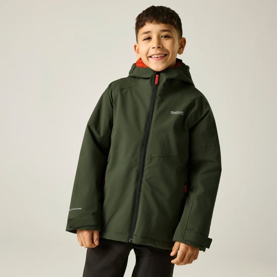 Regatta Childrens/Kids Hillain Lined Waterproof Jacket (Dark Khaki/Rooibos Tea) - Image 1