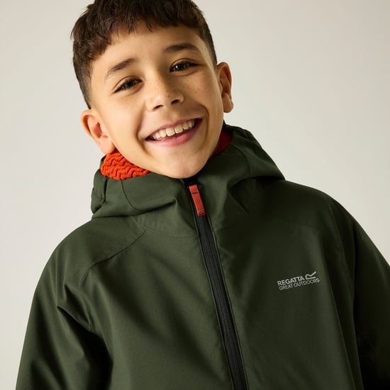 Regatta Childrens/Kids Hillain Lined Waterproof Jacket (Dark Khaki/Rooibos Tea) - Image 6