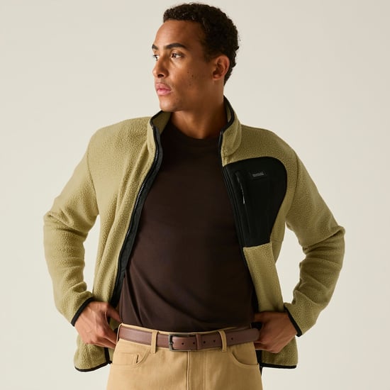Regatta Mens Frankie Borg Fleece Jacket (Desert Beige/Black) - Image 1