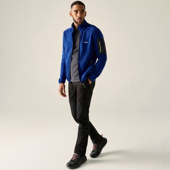 Regatta Mens Newhill Marl Full Zip Fleece Jacket (Olympian Blue/Wild Lime) - Image 1
