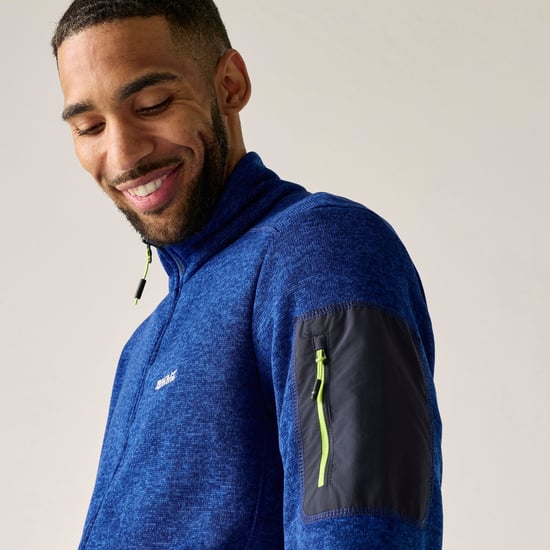 Regatta Mens Newhill Marl Full Zip Fleece Jacket (Olympian Blue/Wild Lime) - Image 5