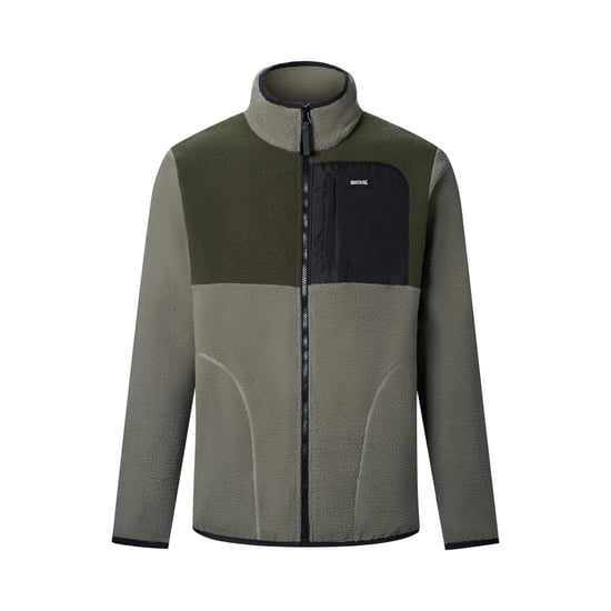 Regatta Mens Frankie Colour Block Borg Fleece Jacket (Smokey Olive/Dark Khaki) - Image 2