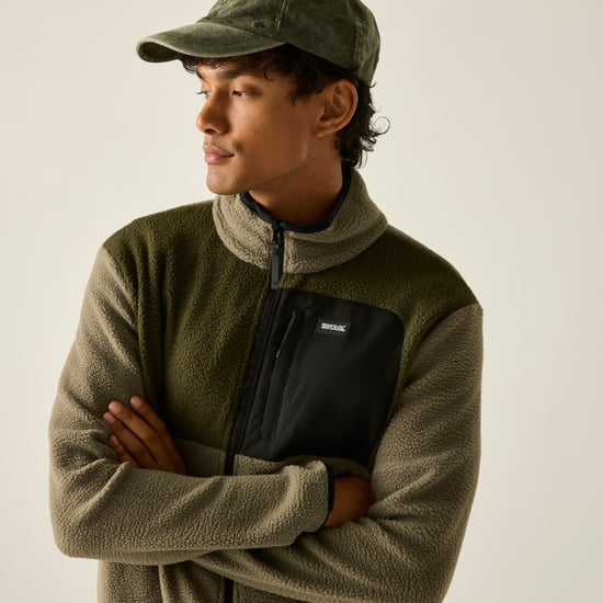 Regatta Mens Frankie Colour Block Borg Fleece Jacket (Smokey Olive/Dark Khaki) - Image 6