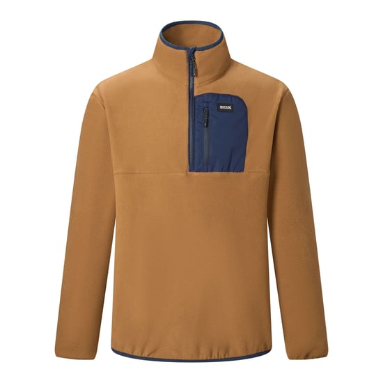 Regatta Mens Frankie Half Zip Fleece Top (Rich Tan/Navy) - Image 2