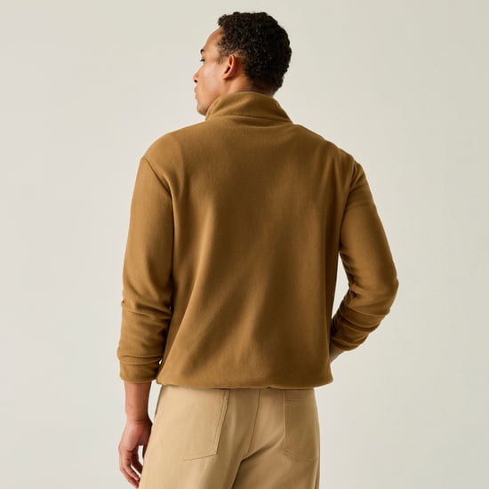 Regatta Mens Frankie Half Zip Fleece Top (Rich Tan/Navy) - Image 5