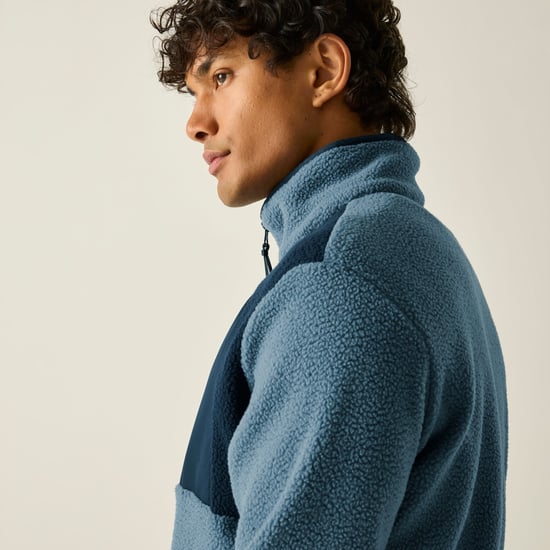 Regatta Mens Frankie Colour Block Borg Fleece Jacket (Grey Mirage/Navy) - Image 4