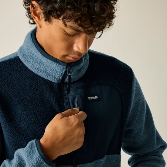 Regatta Mens Frankie Colour Block Borg Fleece Jacket (Grey Mirage/Navy) - Image 5
